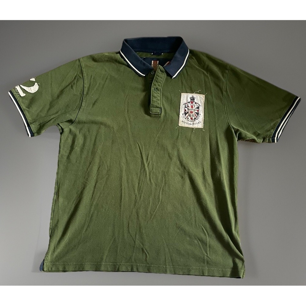 Triumph Motorcycle Short Sleeve Polo Shirt Anniversary Limited Flag Logo XL JBHS